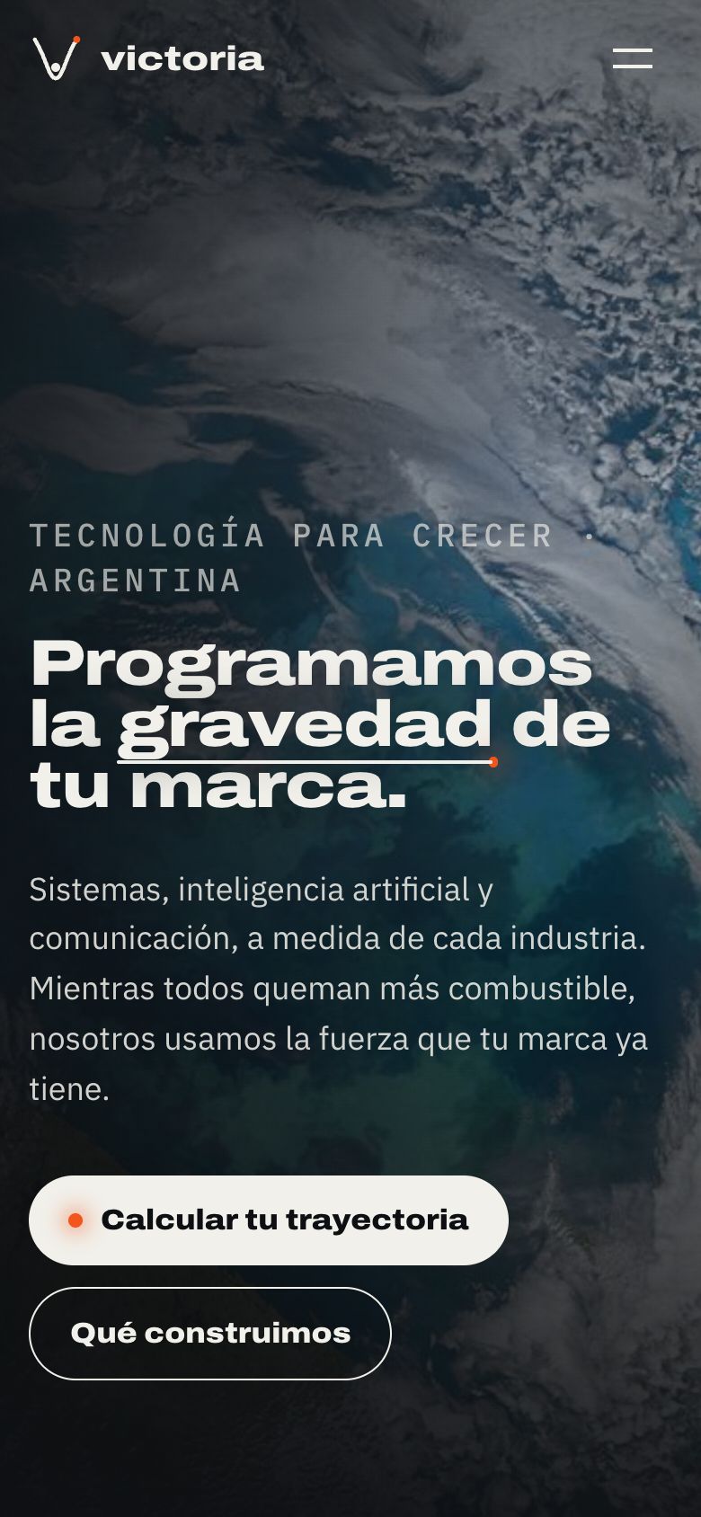 Portada del sitio de victoria en un celular